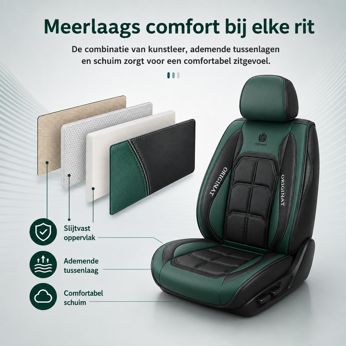 Set gewatteerde autozittinghoezen met 11 delen