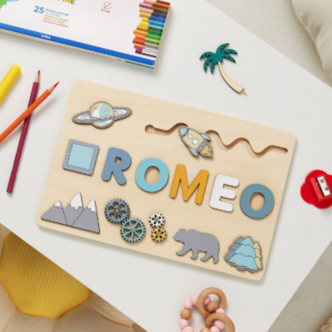 NomadWood – Puzle de madera personalizado con el nombre de tu hijo
