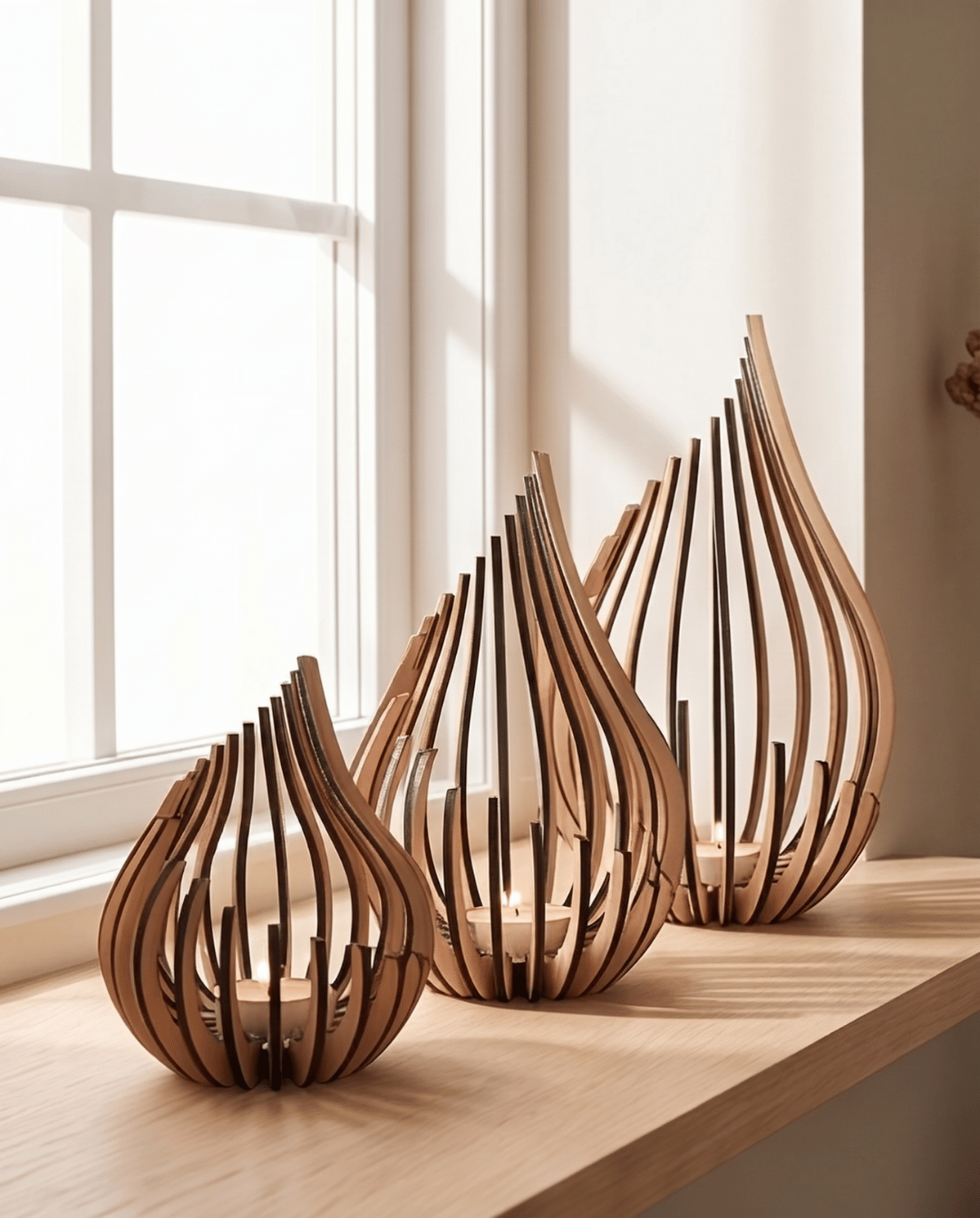 Ember Theelichthouder Van Geperst Hout