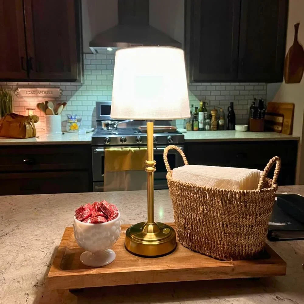 Lámpara de Mesa LED con Pantalla de Tela Inalámbrica