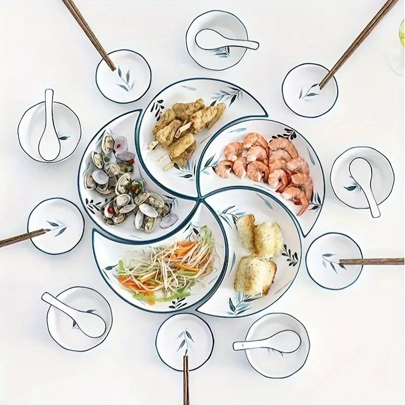 Lunar Luxe: set de platos de cerámica en forma de luna de 5 piezas