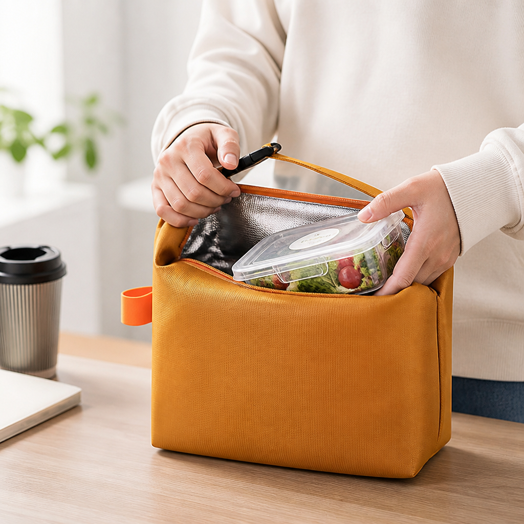 Opvouwbare thermische lunchtas met rits en handvat