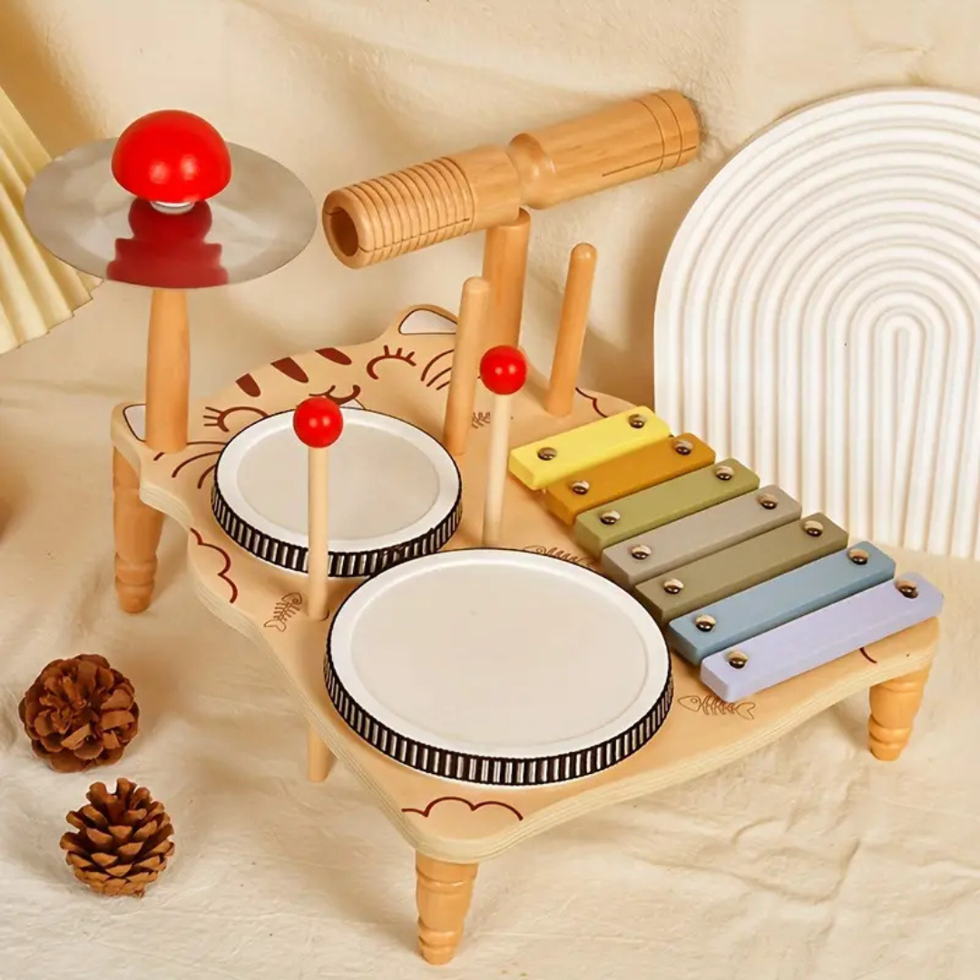 TamborWood – Batería de madera musical y educativa para niños pequeños