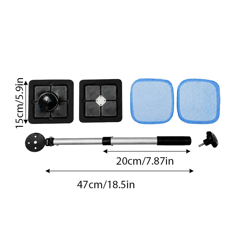 Dubbelzijdige magnetische set voor het reinigen van autoruiten met telescopische handgreep