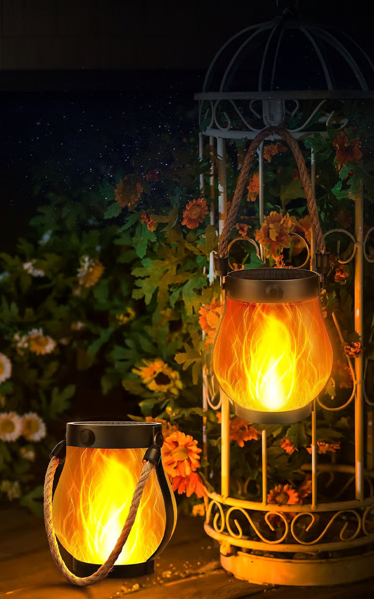 LlamaViva Farol Solar con Llama Danzante para Jardín y Terraza