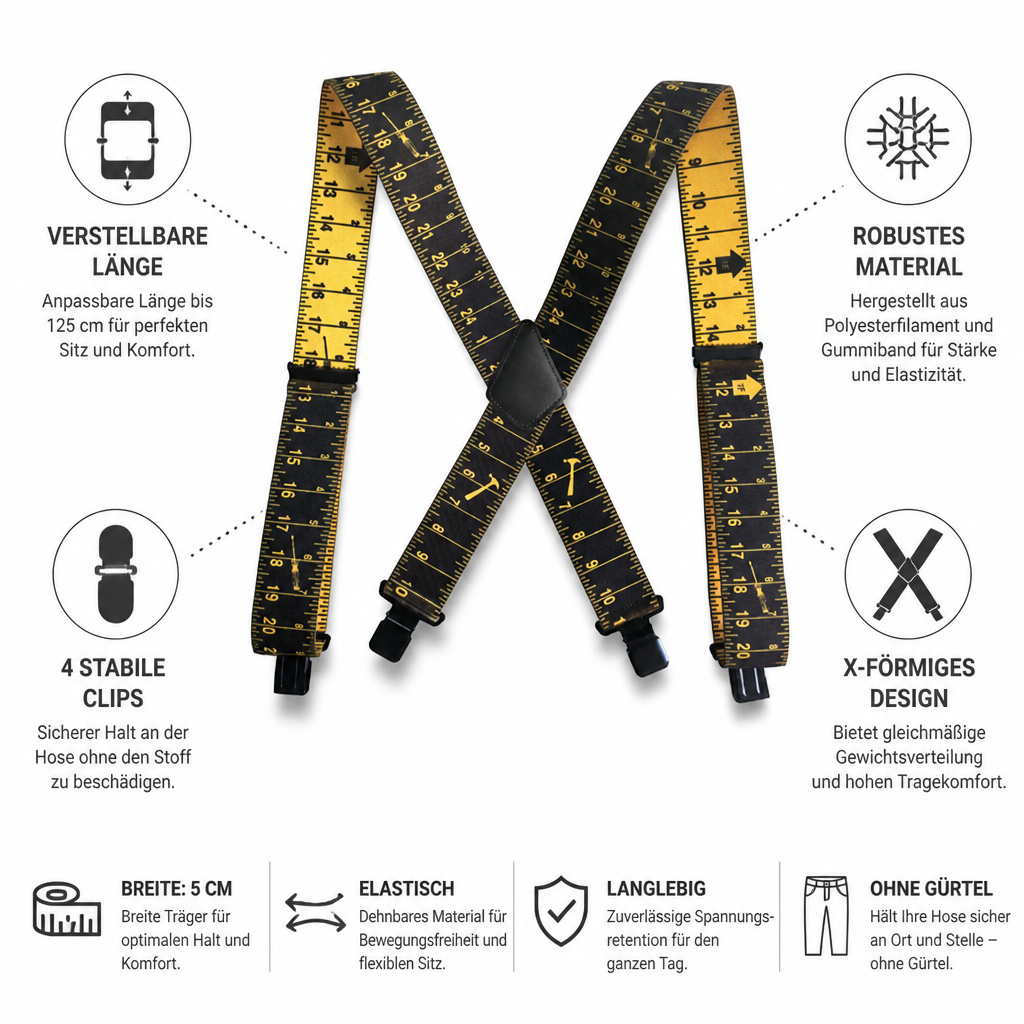 Elastische bretels voor heren van 5 cm met X-vormige rug