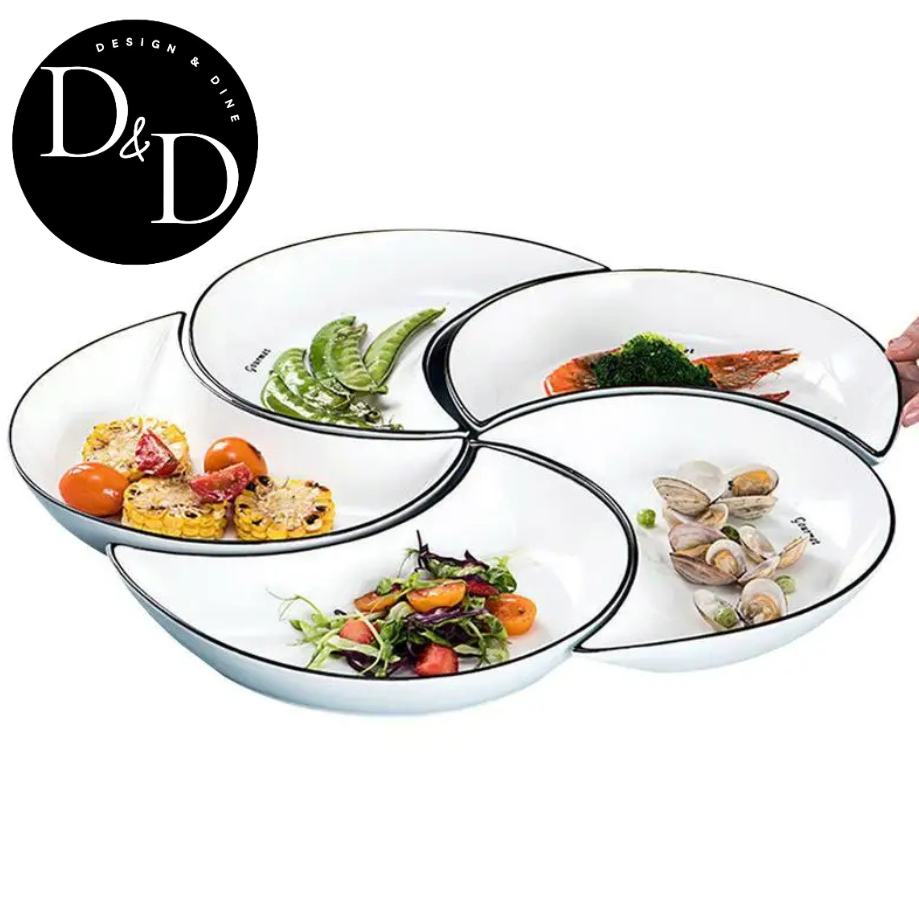 Lunar Luxe: set de platos de cerámica en forma de luna de 5 piezas