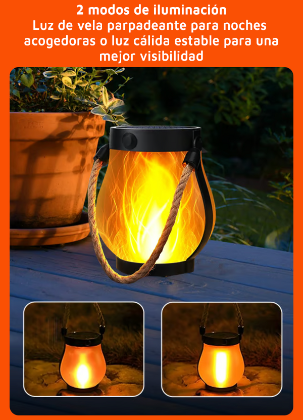LlamaViva Farol Solar con Llama Danzante para Jardín y Terraza