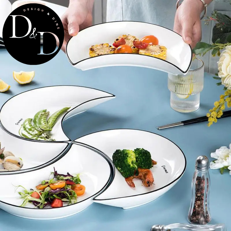 Lunar Luxe: set de platos de cerámica en forma de luna de 5 piezas