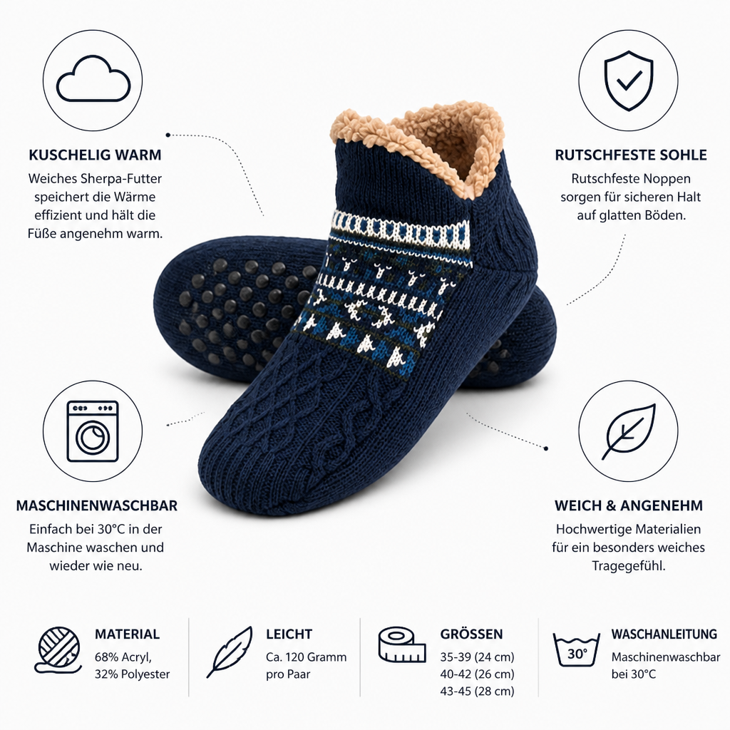 Chaussettes d’intérieur avec doublure sherpa et semelle antidérapante
