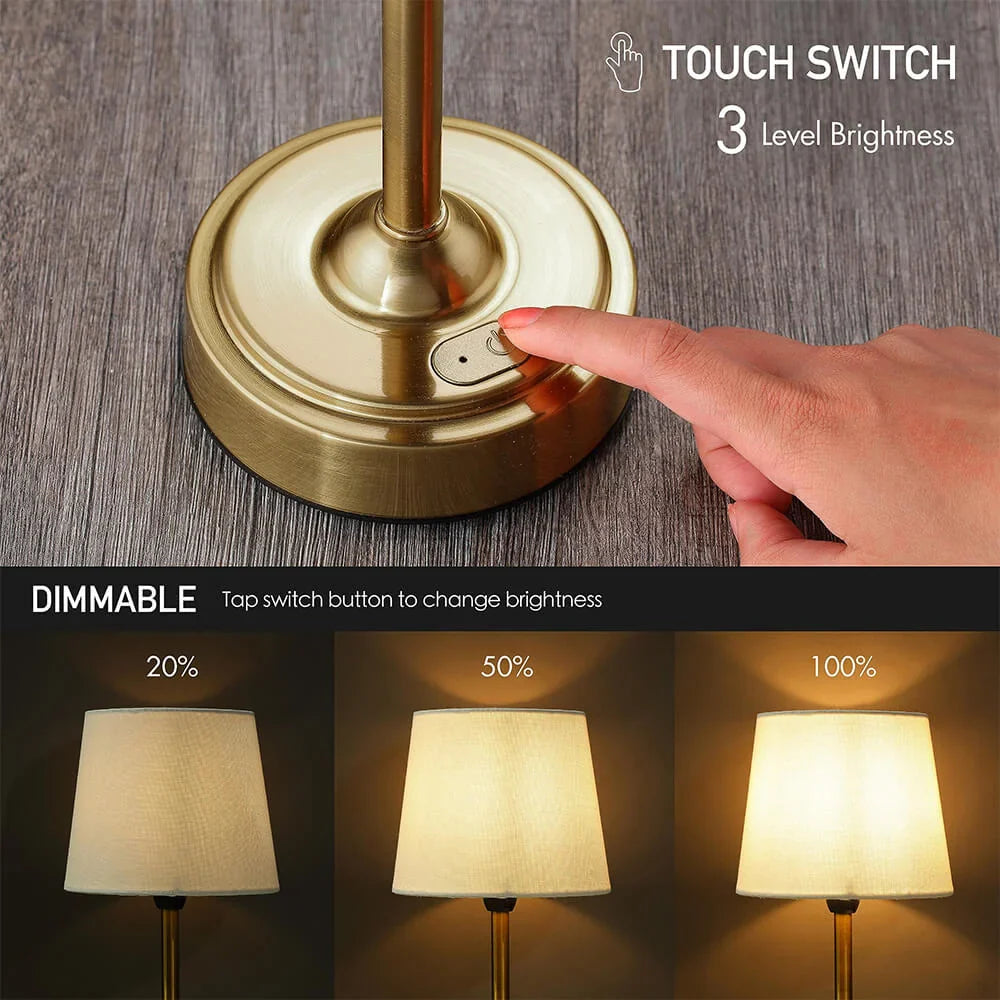 Lámpara de Mesa LED con Pantalla de Tela Inalámbrica