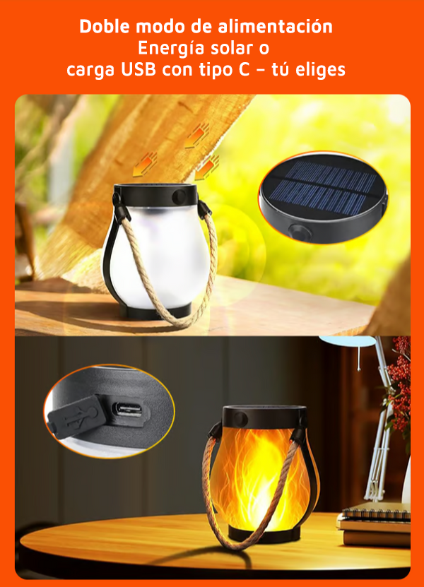 LlamaViva Farol Solar con Llama Danzante para Jardín y Terraza