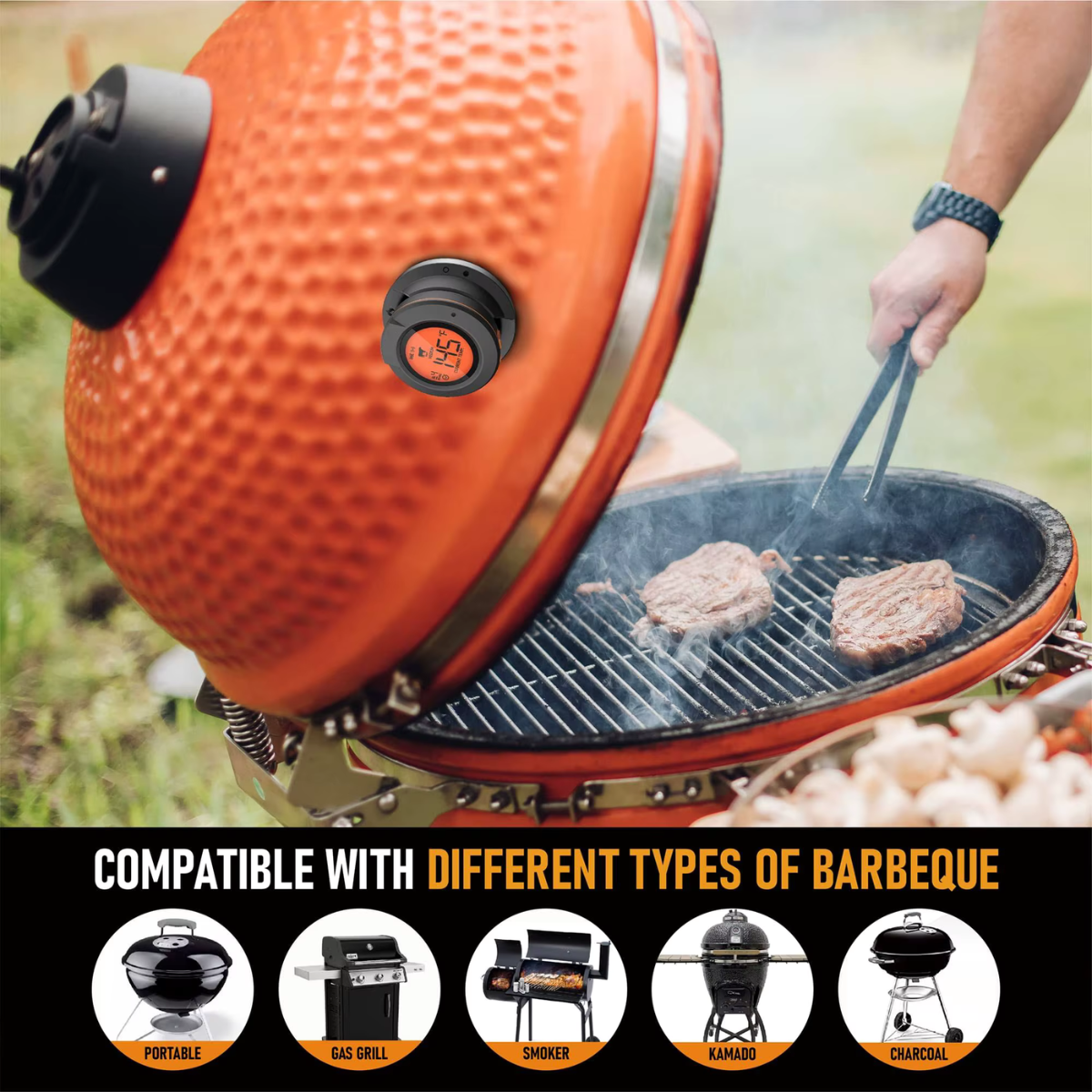 Termómetro de temperatura Ai BBQ + App móvil gratuita