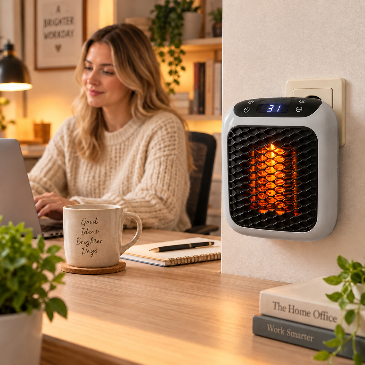 Calefactor de enchufe compacto de 400 W con termostato digital