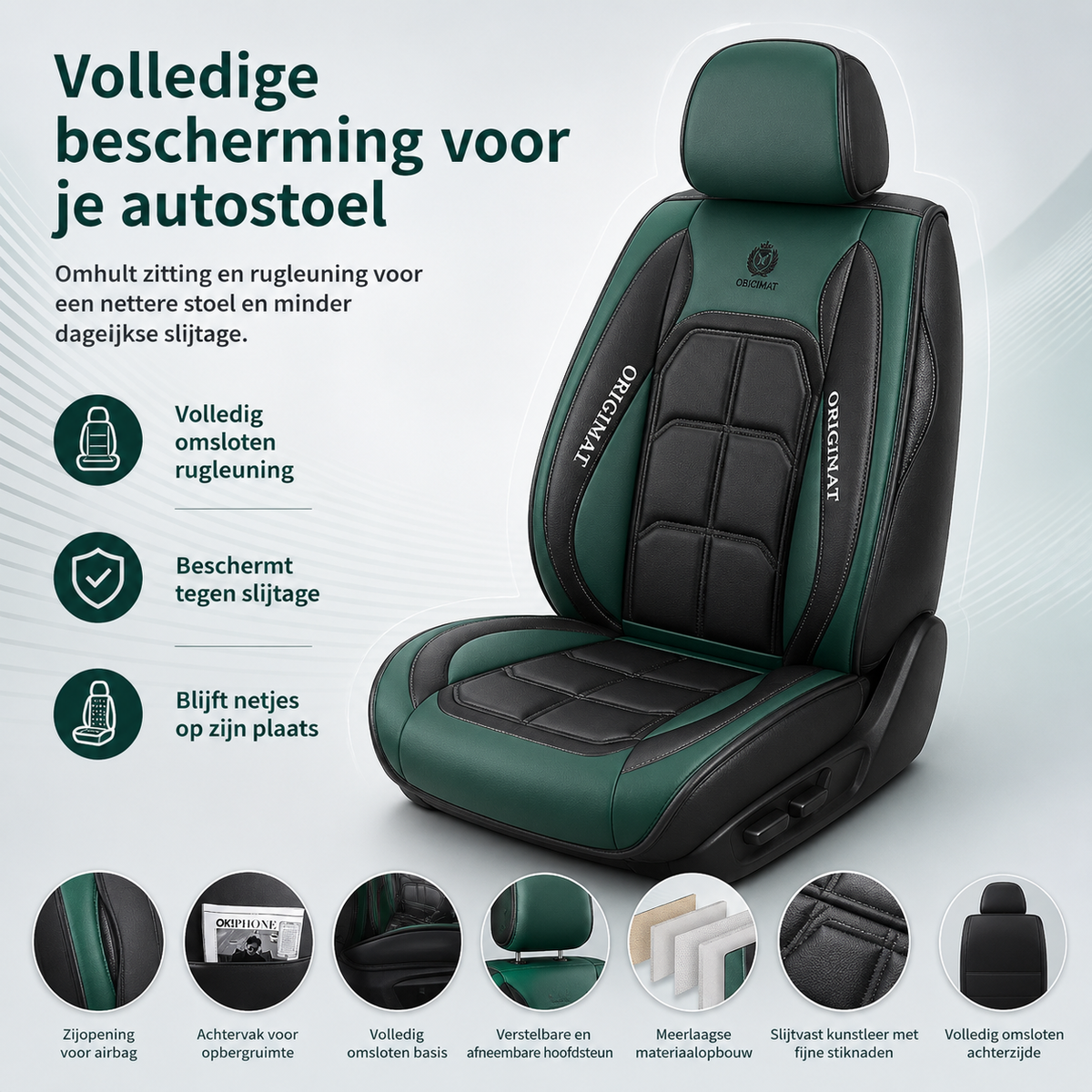 Set gewatteerde autozittinghoezen met 11 delen