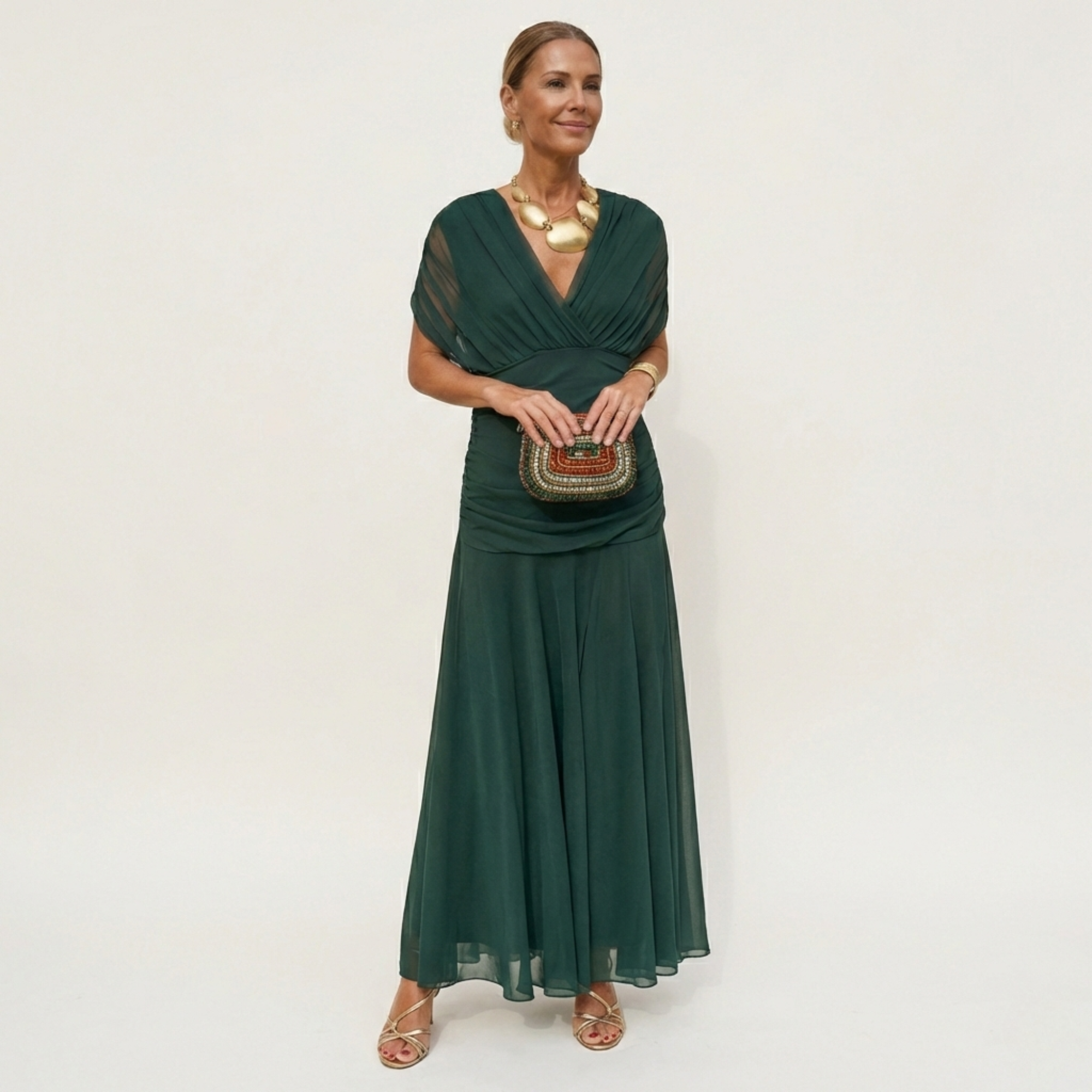 Vestido Largo para Mujer | Escote en V y Diseño Sofisticado
