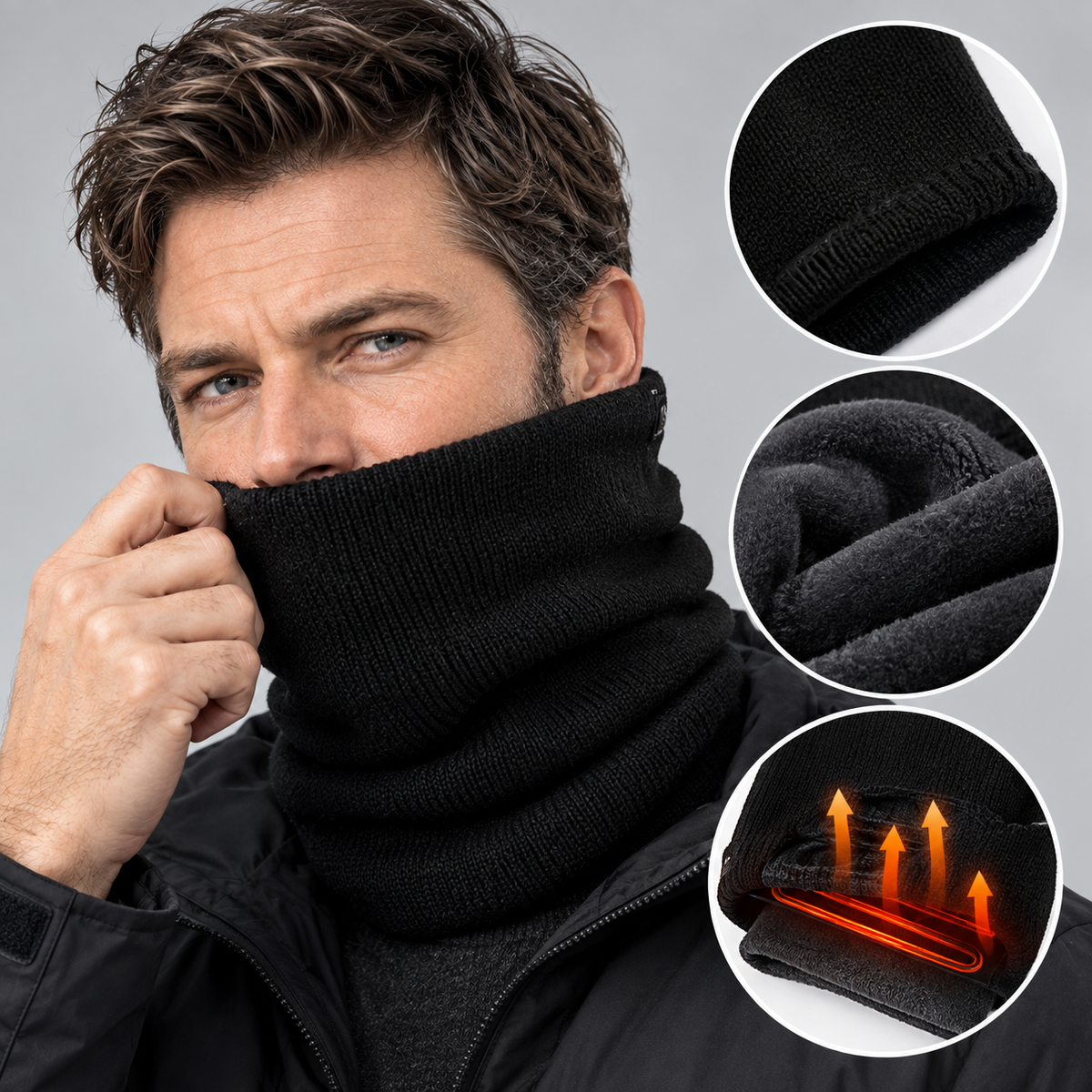 Multifunktions-Schlauchschal mit Fleece-Futter