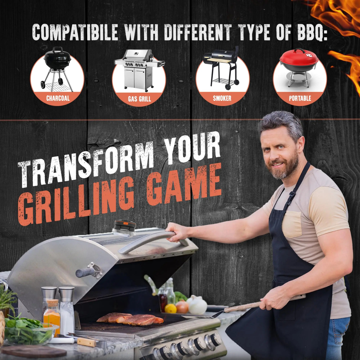 Termómetro de temperatura Ai BBQ + App móvil gratuita