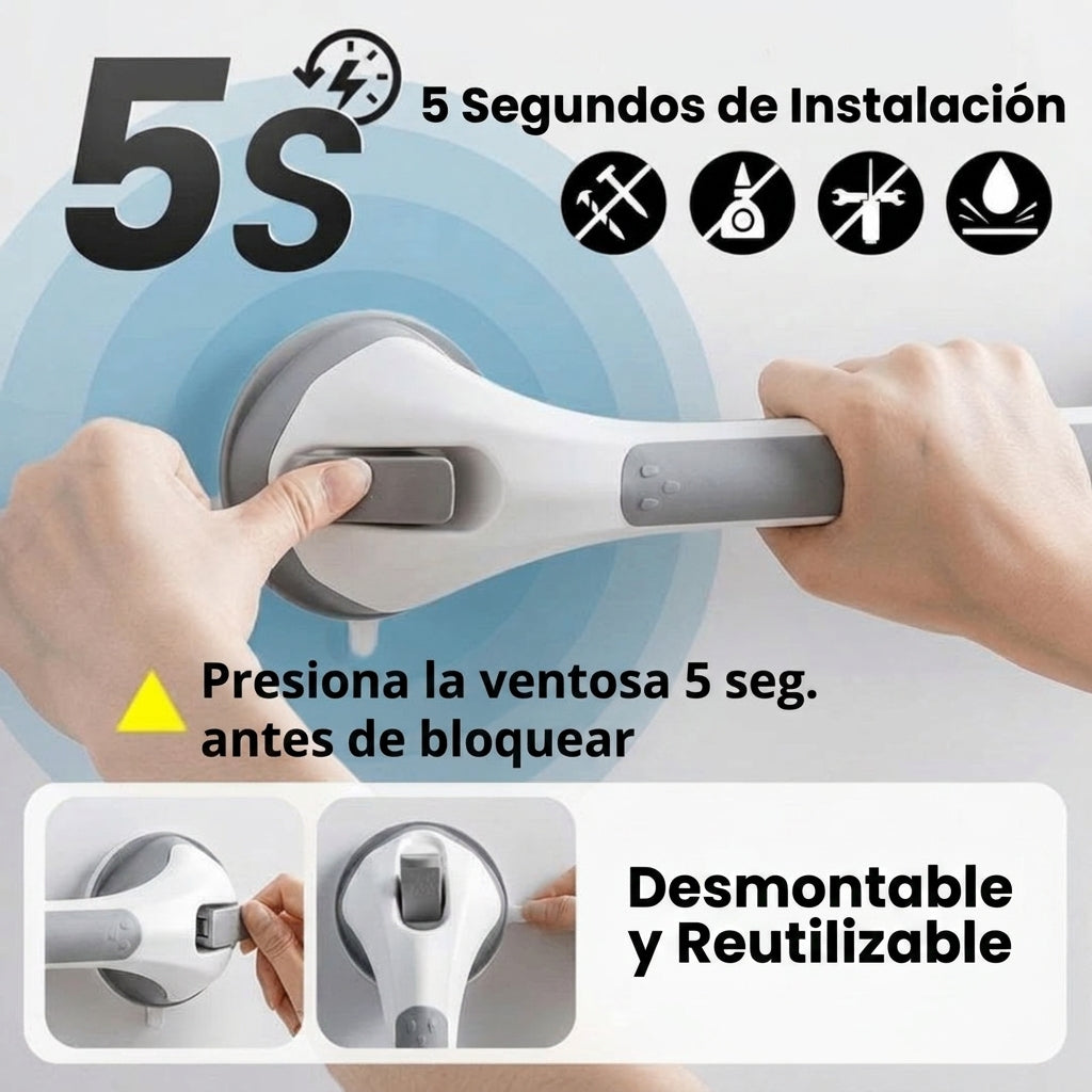 Agárrate ArtiCasa | Barra de Seguridad para Ducha con Ventosas - Sin Perforaciones
