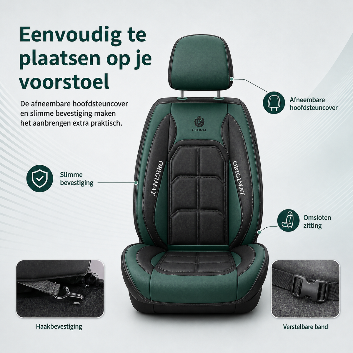 Set gewatteerde autozittinghoezen met 11 delen