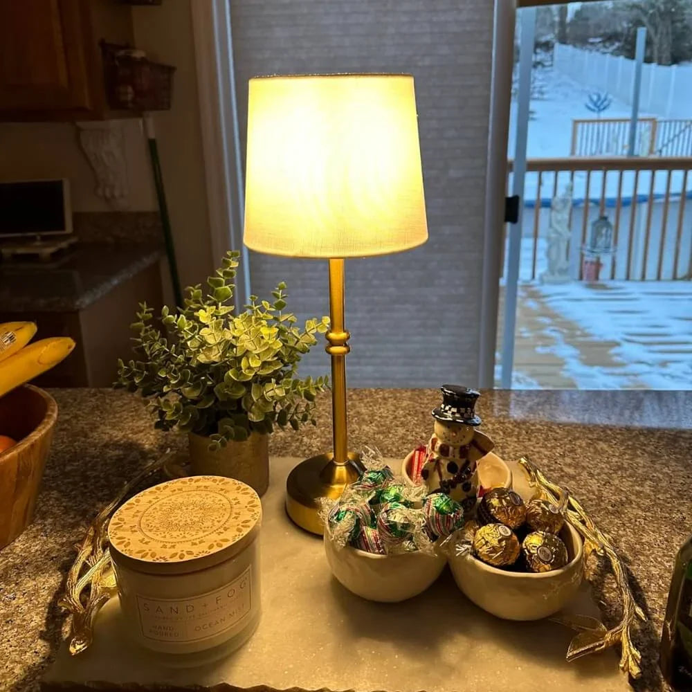 Lámpara de Mesa LED con Pantalla de Tela Inalámbrica