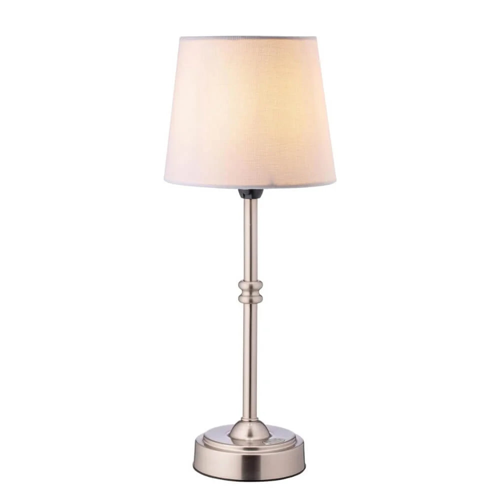 Lámpara de Mesa LED con Pantalla de Tela Inalámbrica