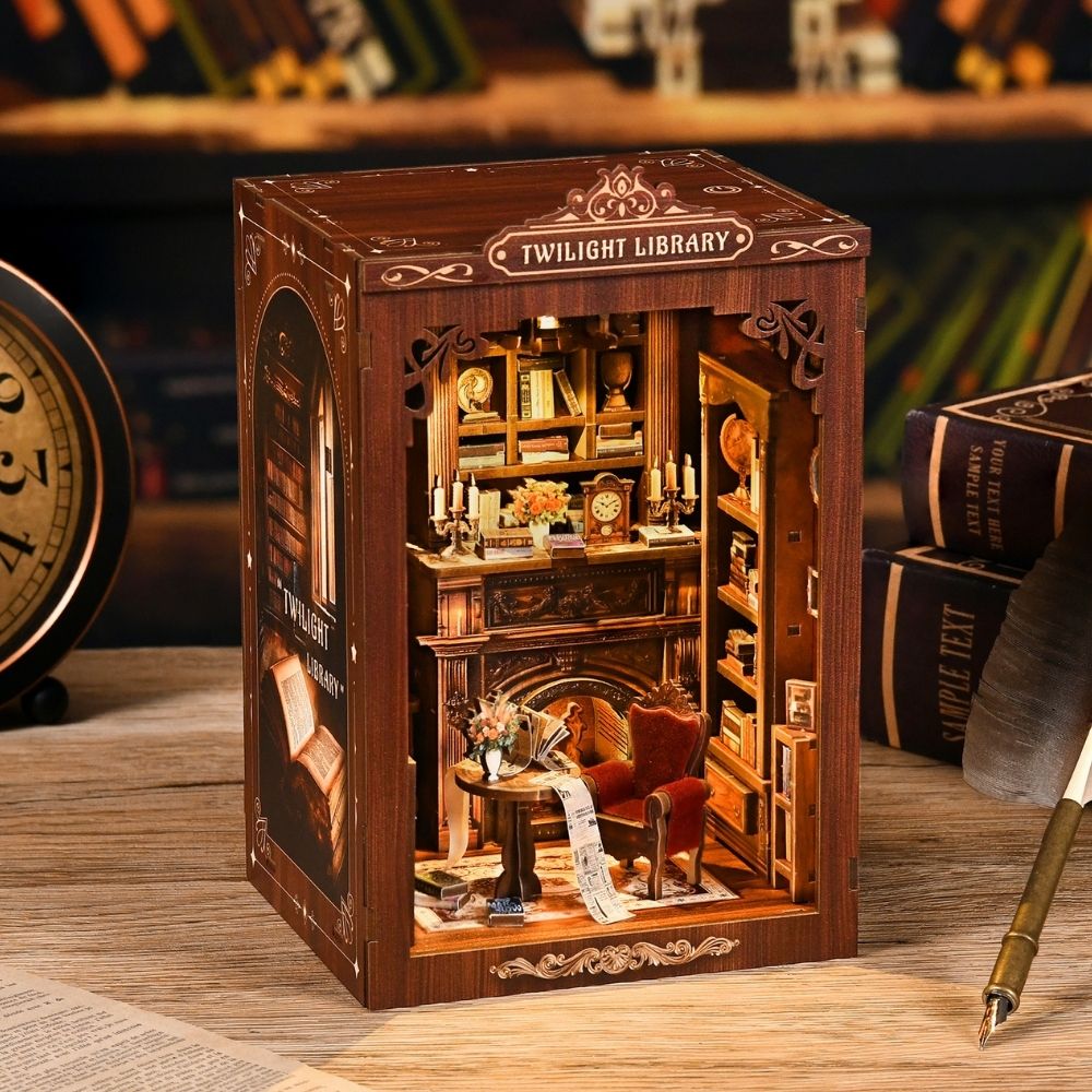 Maqueta Book Nook DIY Biblioteca al Anochecer de 194 piezas con luz LED