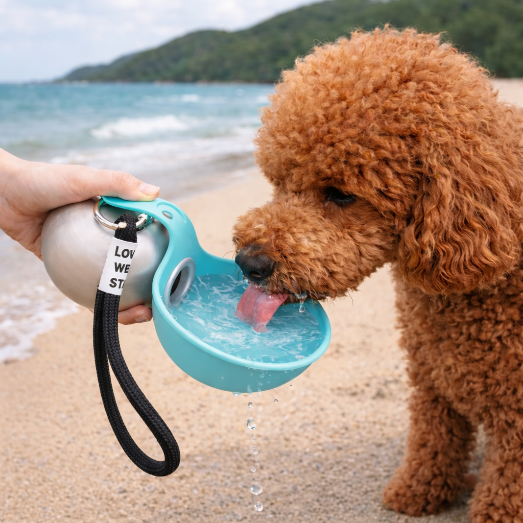 Botella de Agua Portátil para Perros de 250 ml con Bebedero Plegable