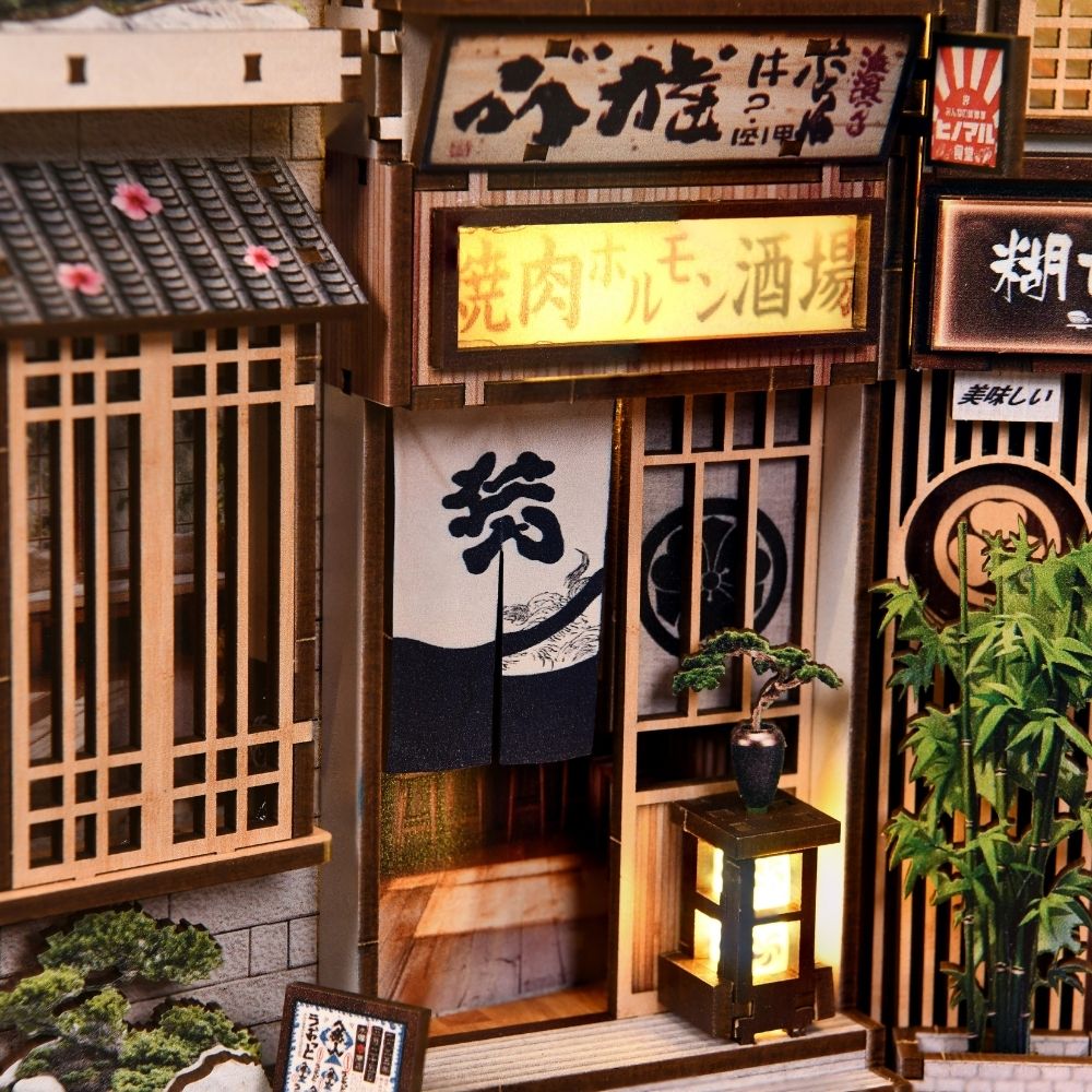 Maquette Book Nook DIY ruelle japonaise avec chats de 280 pièces et éclairage LED
