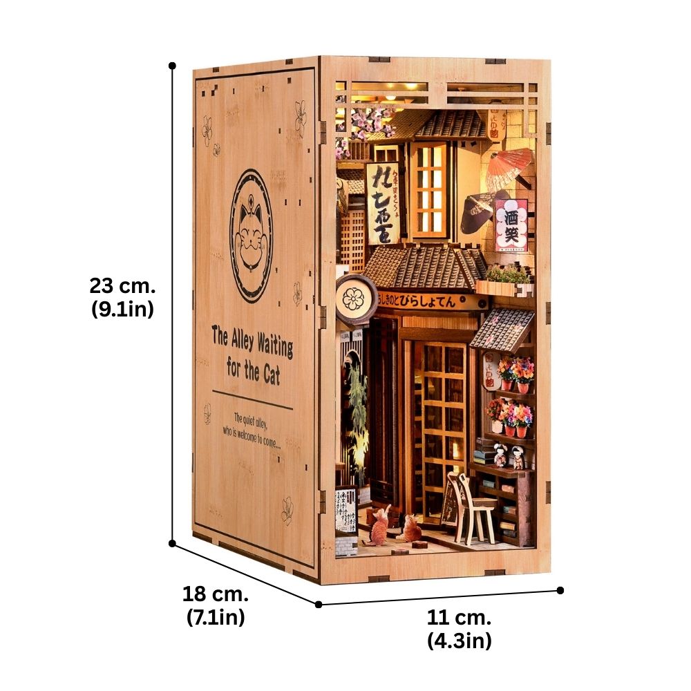 Maquette Book Nook DIY ruelle japonaise avec chats de 280 pièces et éclairage LED