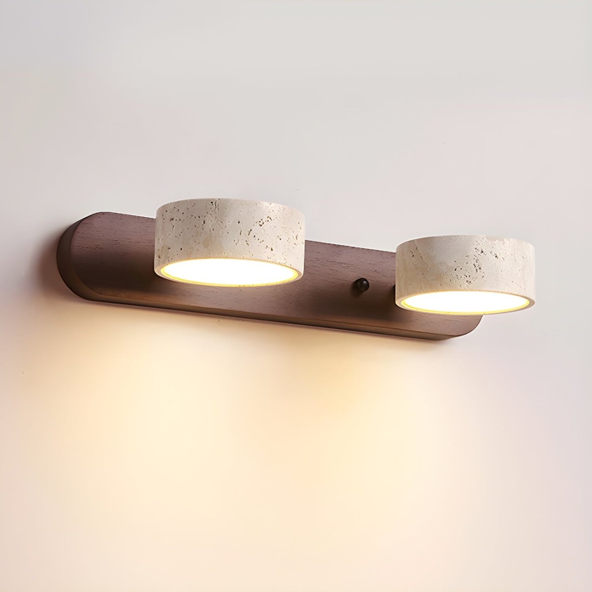 LED-wandlamp van travertijn en hout met 2 tot 4 lampen