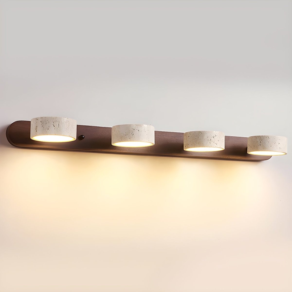 LED-wandlamp van travertijn en hout met 2 tot 4 lampen