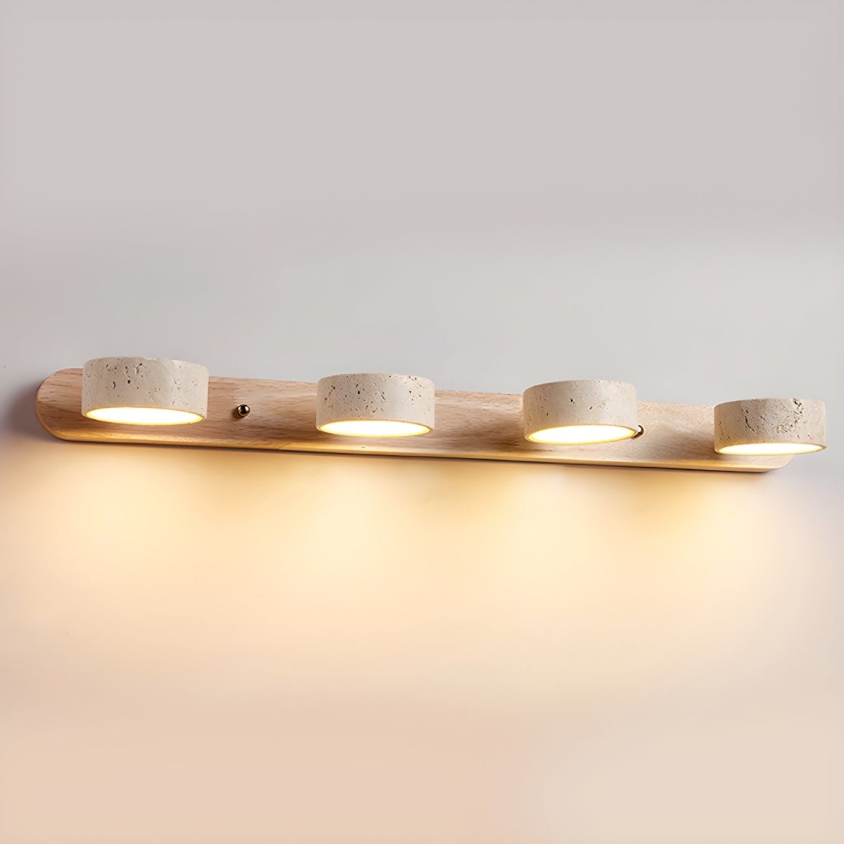 LED-wandlamp van travertijn en hout met 2 tot 4 lampen