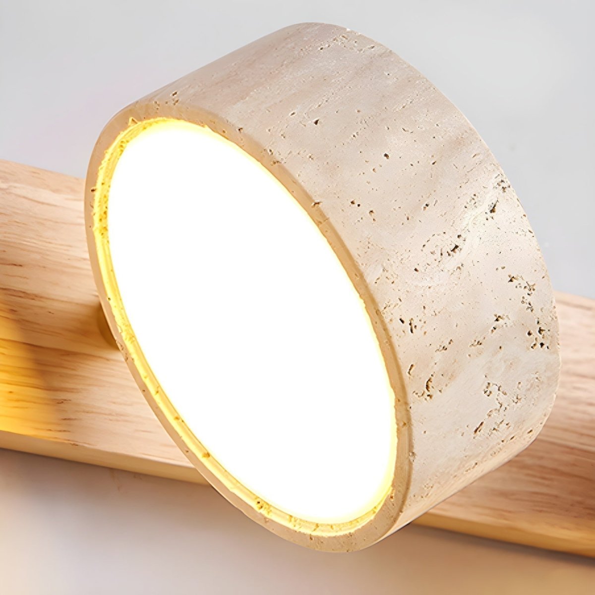 LED-wandlamp van travertijn en hout met 2 tot 4 lampen