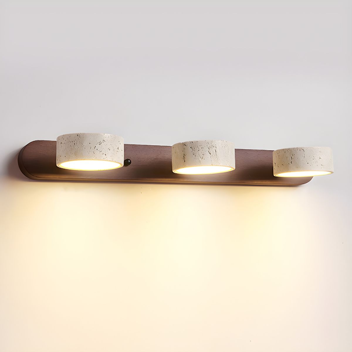 LED-wandlamp van travertijn en hout met 2 tot 4 lampen