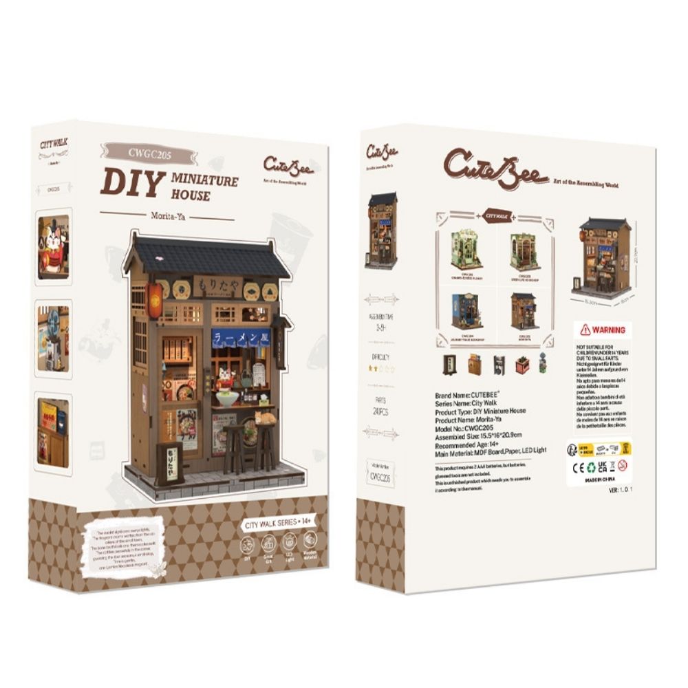 Maqueta Book Nook DIY Restaurante de Ramen de 240 piezas con luz LED