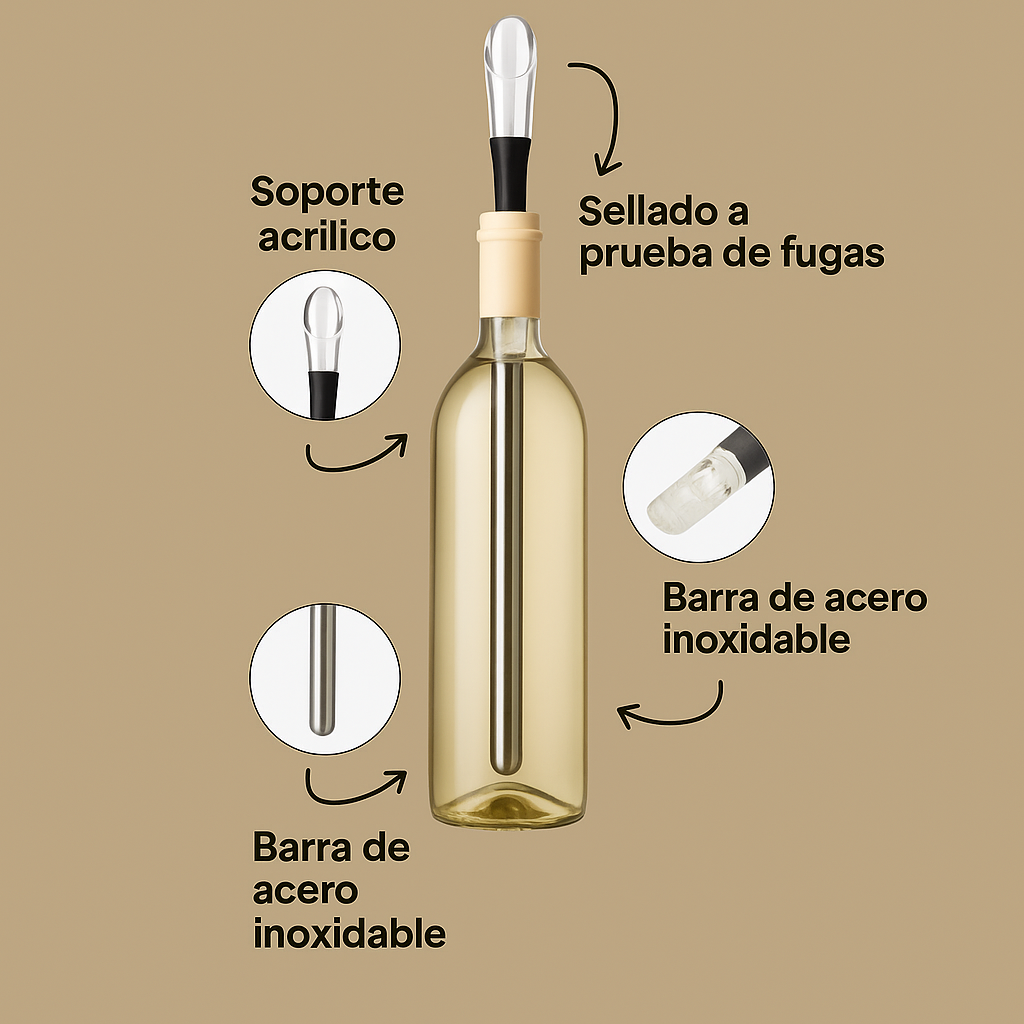 VineChill | Enfriador y Aereador de Vino – Temperatura Perfecta Siempre 1+1 GRATIS
