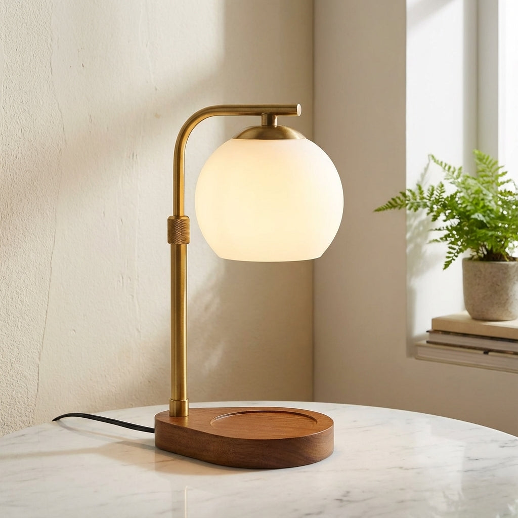 Metalen en glazen kaarsenwarmer van 33 cm