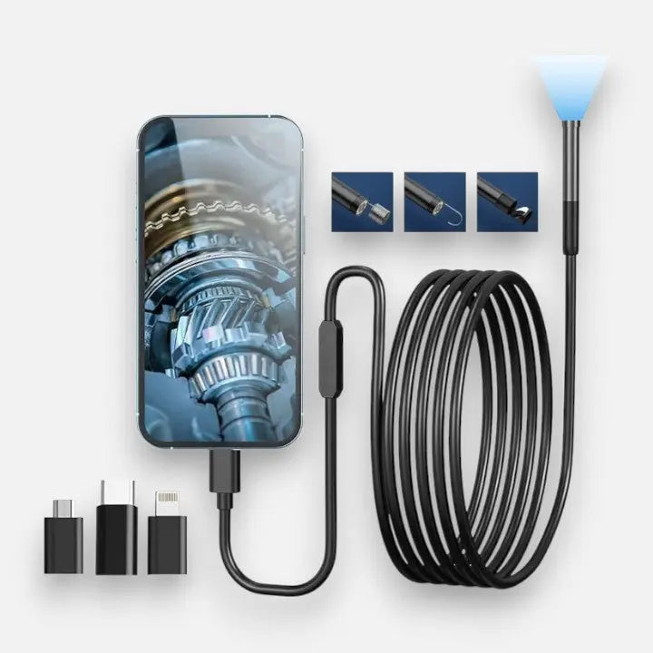 Cámara Endoscópica con Cable Flexible y Luz LED para Inspección con Móvil