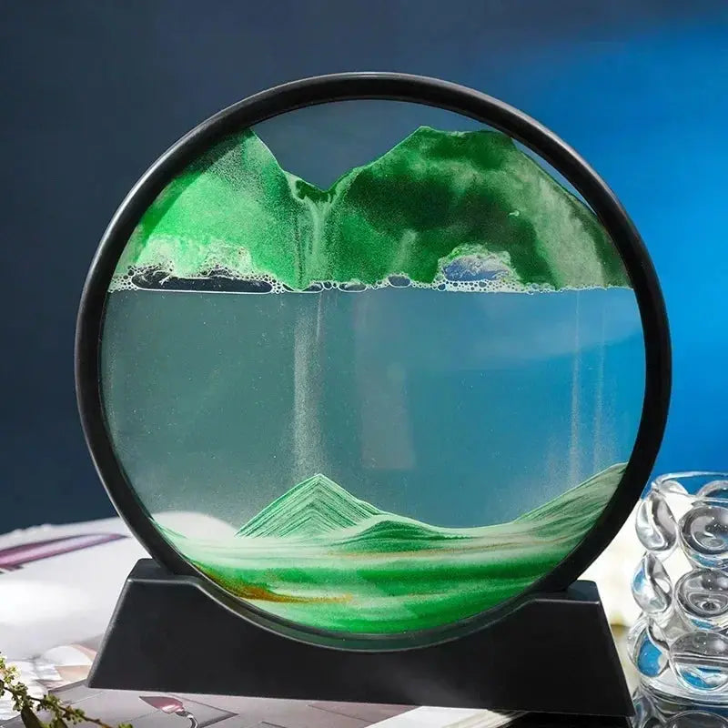 Tableau de sable mouvant rond de 25 x 20 cm avec cadre noir