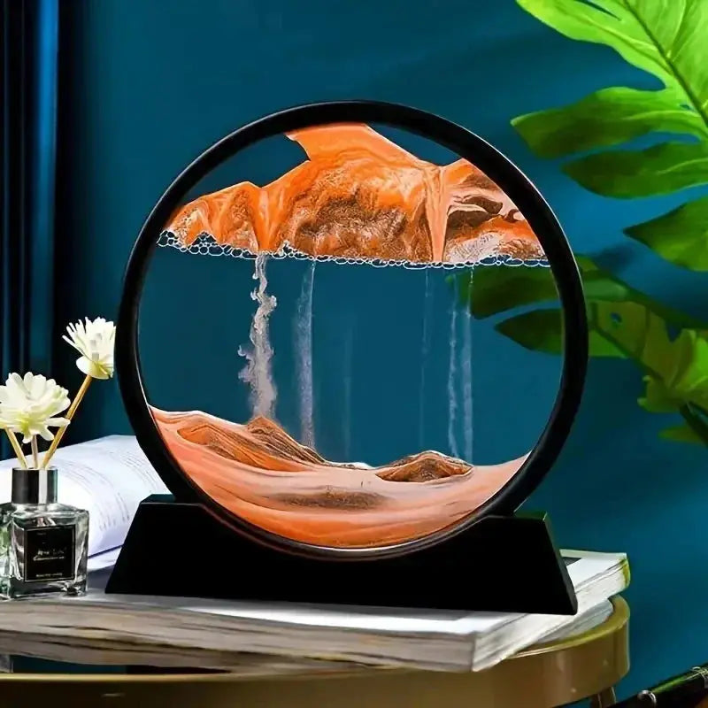 Tableau de sable mouvant rond de 25 x 20 cm avec cadre noir
