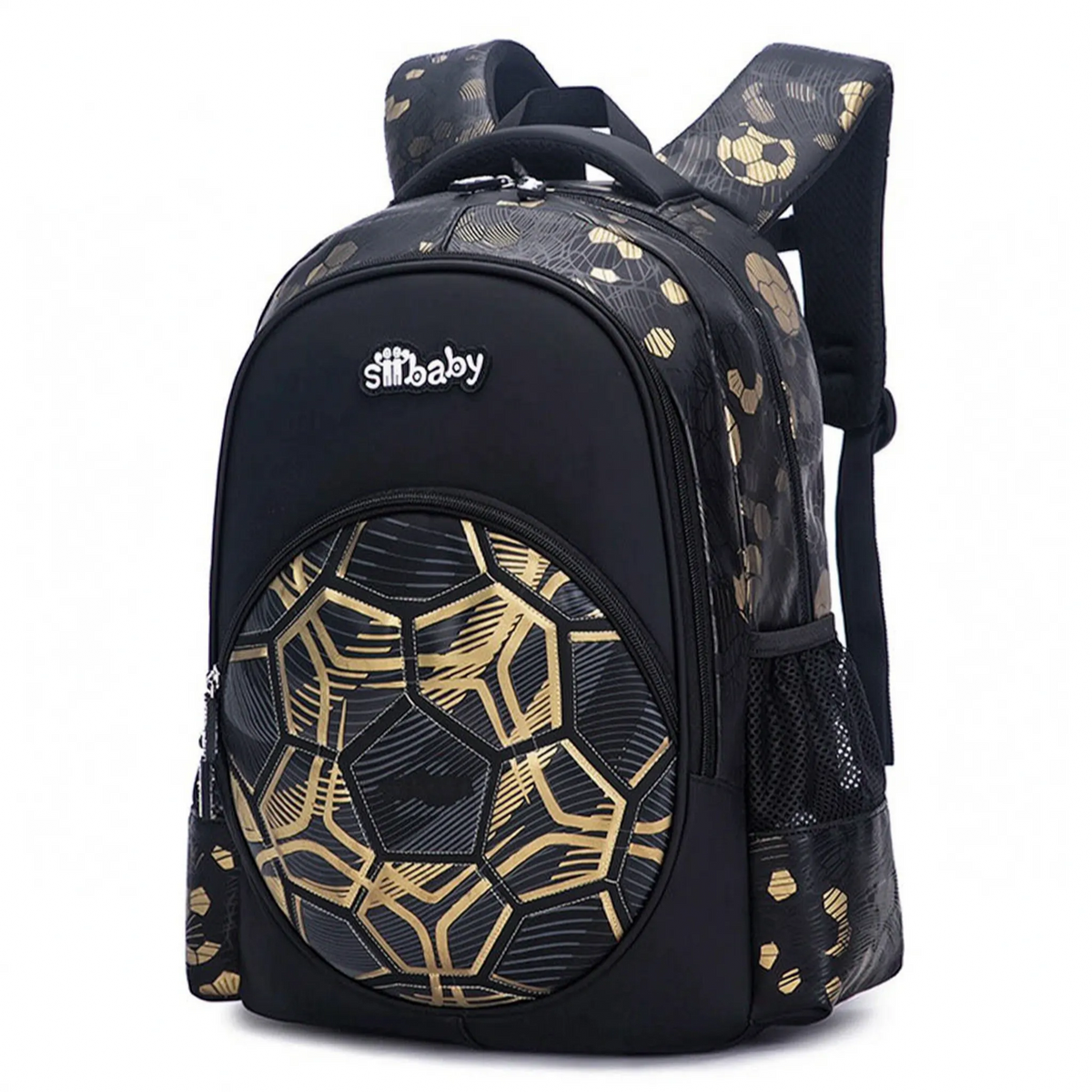 Mochila Escolar Infantil con Bolsillo Frontal de Balón de Fútbol