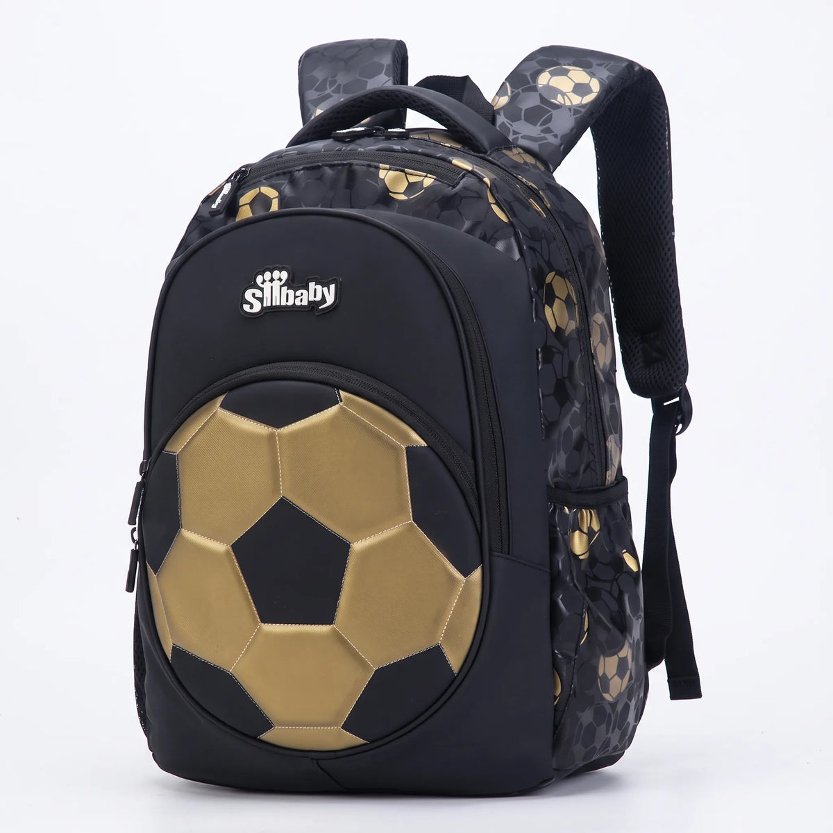 Mochila Escolar Infantil con Bolsillo Frontal de Balón de Fútbol