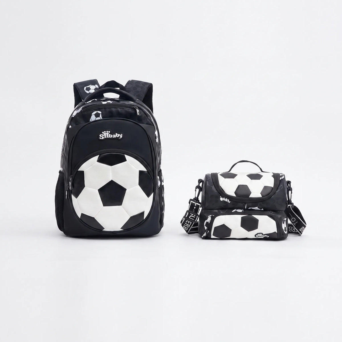 Mochila Escolar Infantil con Bolsillo Frontal de Balón de Fútbol