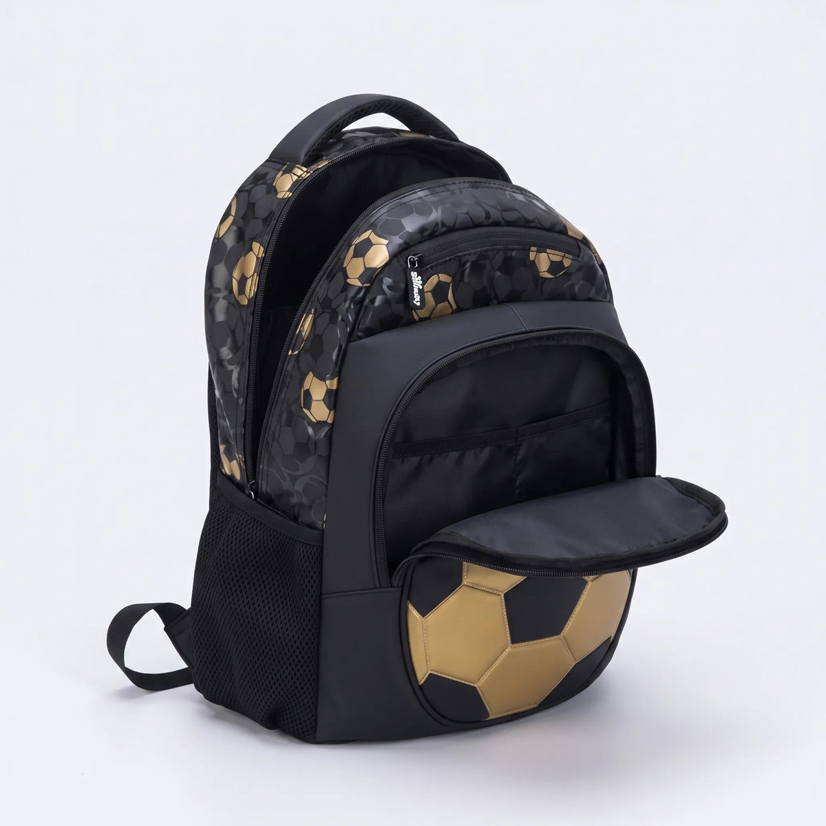 Mochila Escolar Infantil con Bolsillo Frontal de Balón de Fútbol