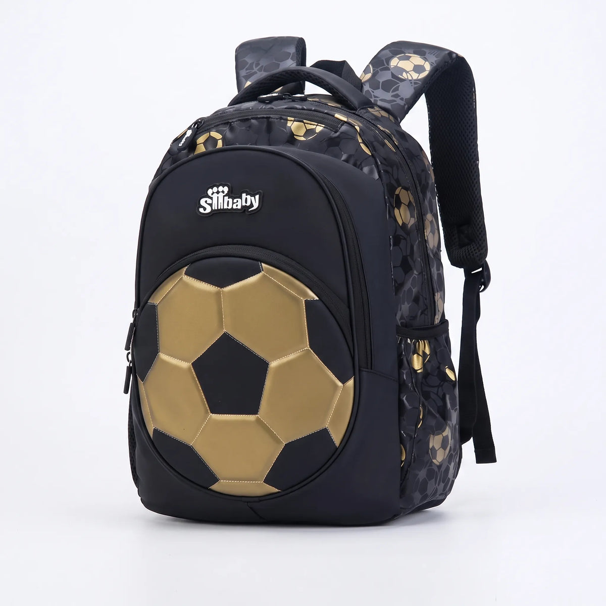 Mochila Escolar Infantil con Bolsillo Frontal de Balón de Fútbol