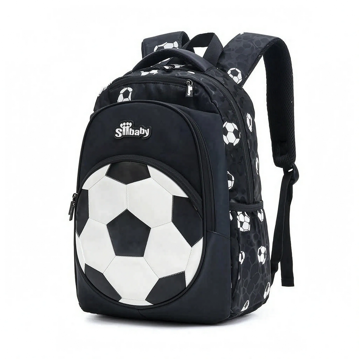 Mochila Escolar Infantil con Bolsillo Frontal de Balón de Fútbol