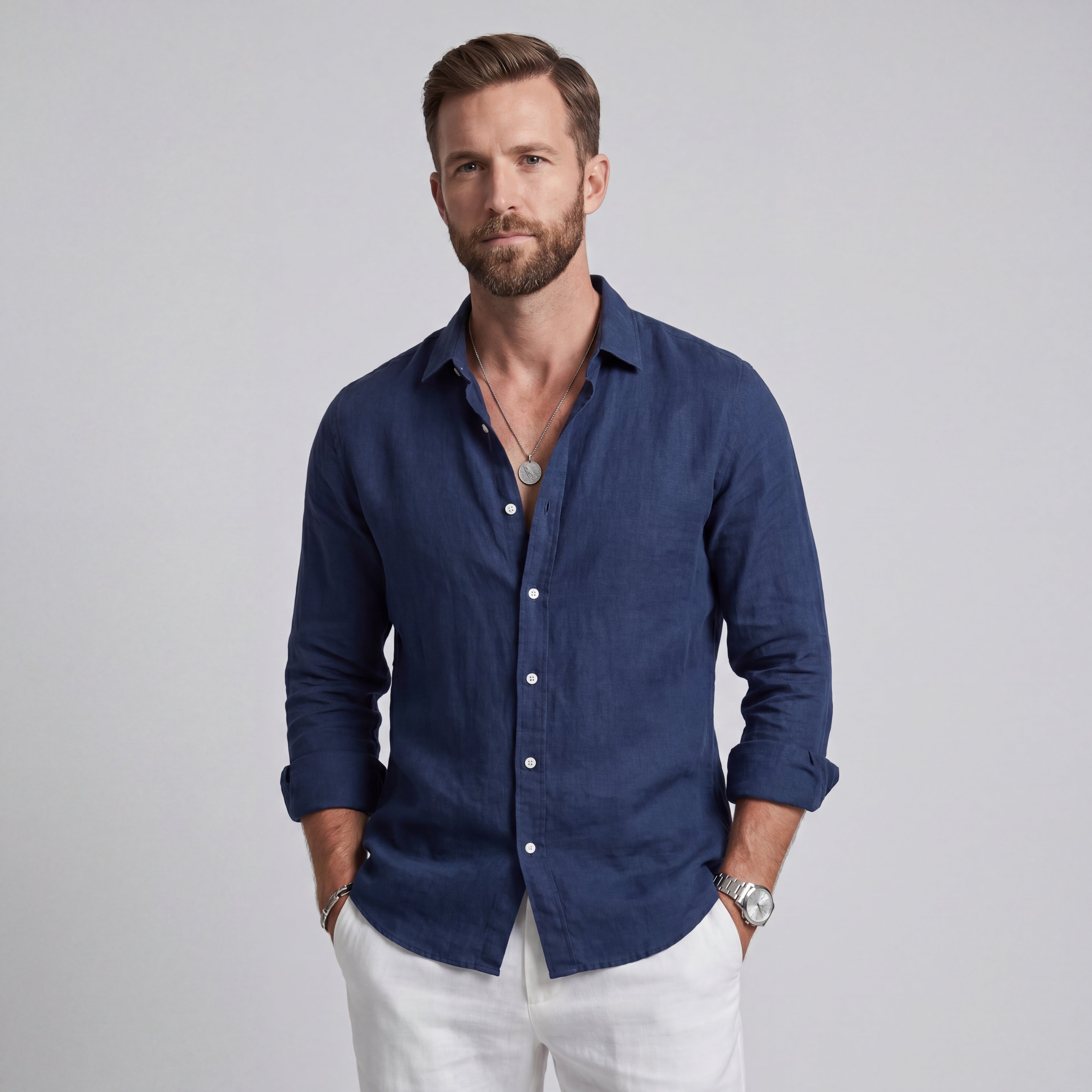 CHRISTOFER | CAMISA VERANIEGA DE CORTE HOLGADO - Azul Marino
