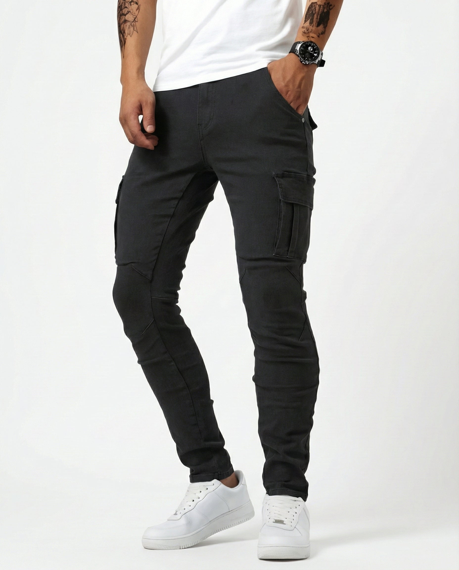 Pantalón Cargo Marino Elástico - Negro