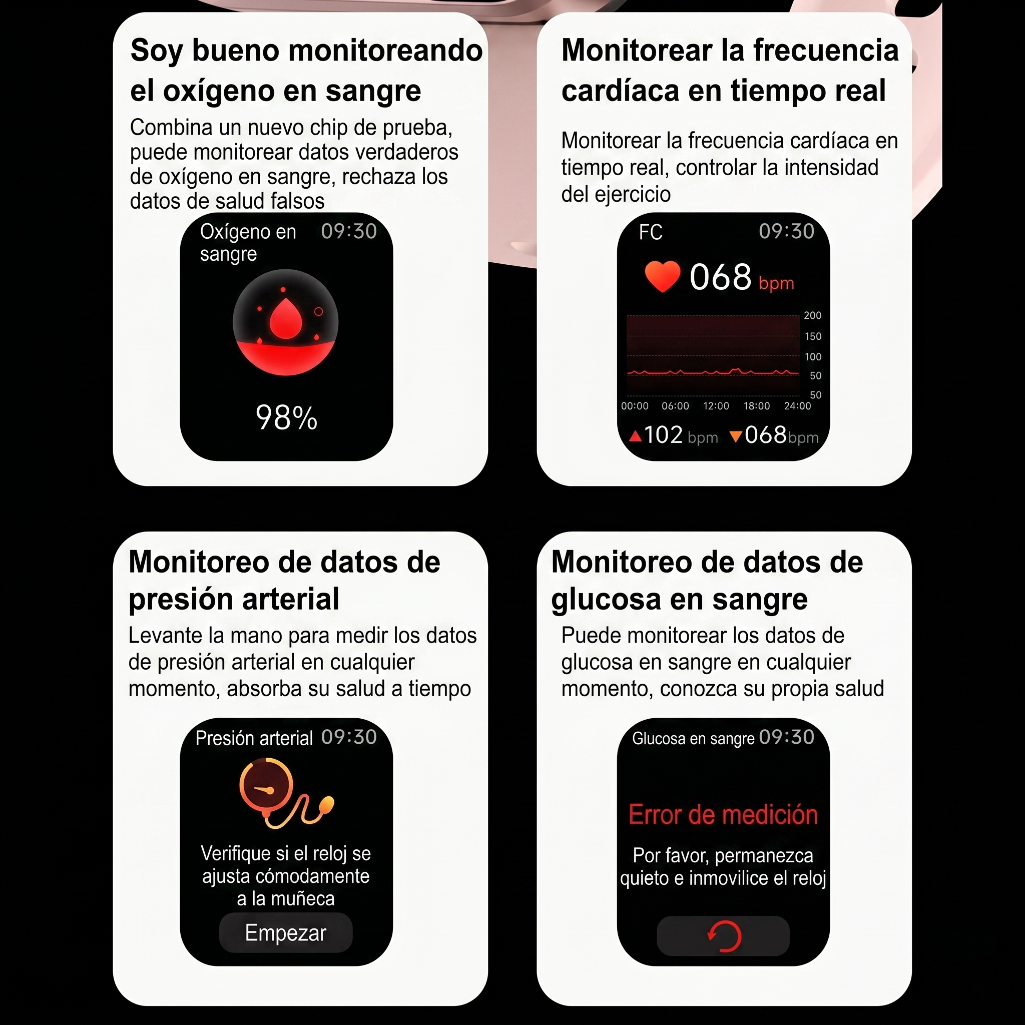 Smartwatch Deportivo con Monitor de Salud | Frecuencia Cardíaca, Sueño, Pasos y Notificaciones